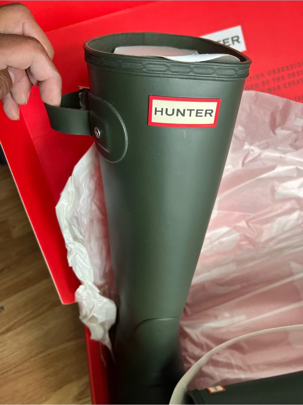 Hunter Women's Original Tall Rain Boots - Olive Green Size 10